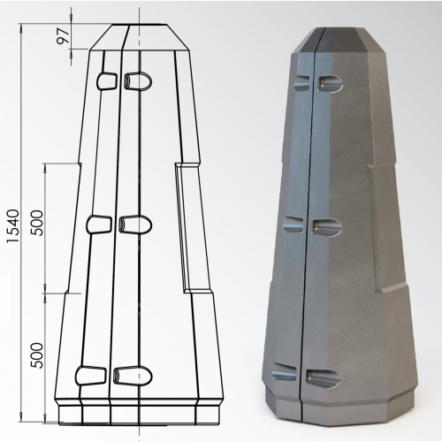 Цоколь восьмигранный стеклопластиковый А1 380х1540 мм в Самаре

